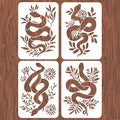 INFUNLY 4pcs Snake Flower Wall Stencils by INFUNLY