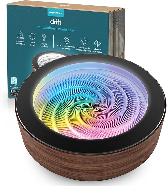 Homedics Drift 10” Wood Sand Table – App Controlled Moving Sand Art by Homedics