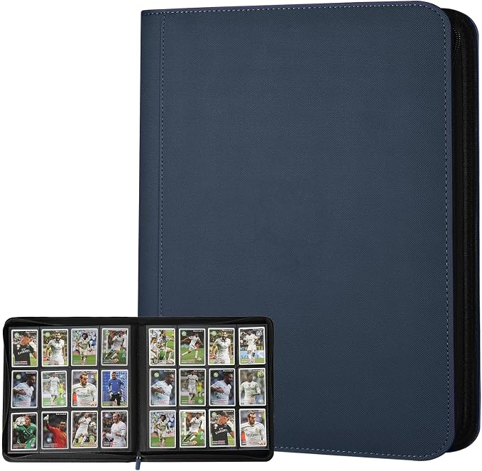 12 Pocket Ringless Side Loading Trading Card Binder, 720 Cards PU Fixed Page by GERMUN
