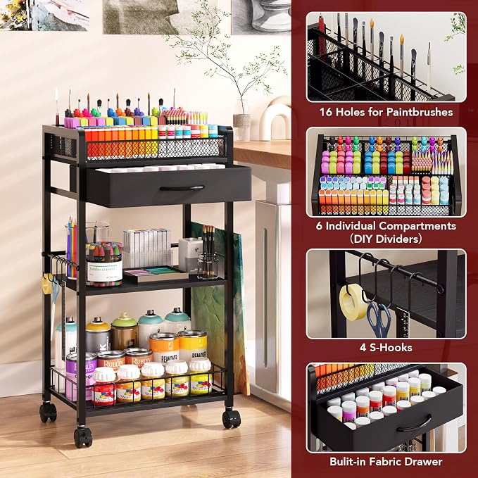 Homsorout 3 Tier Rolling Cart - Image 2