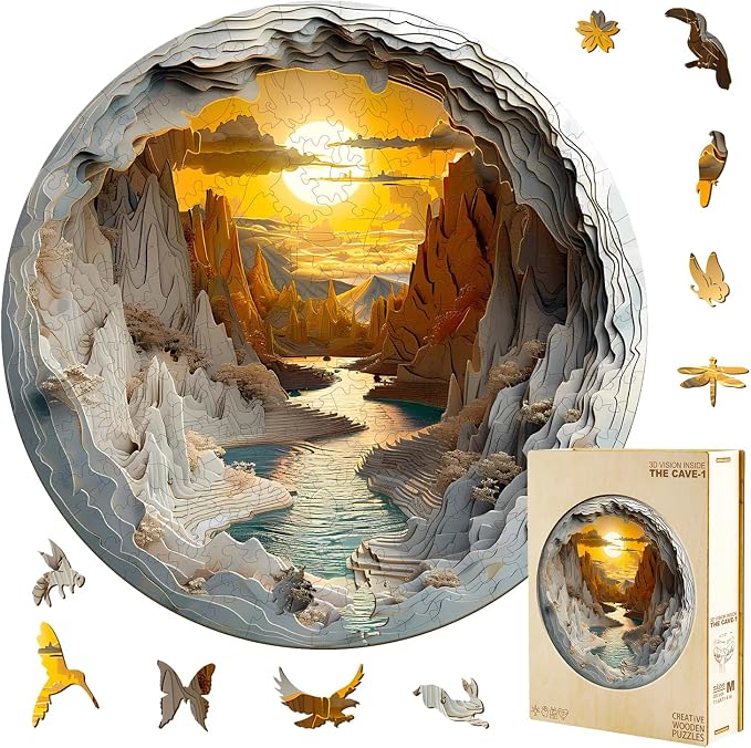 3D Vision Inside Mountain Range Sunrise Sunset Winding River Valley Puzzles 300 by Jollitot