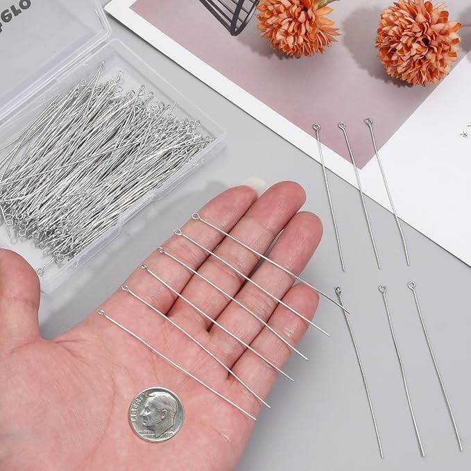 200 Pcs 70mm/2.76 Inch 21 Gauge Eye Pins - Image 3