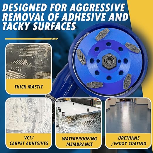 5" PCD Grinding Wheel for Epoxy, Glue, Mastic and Paint, 5 Crushed Chip PCD Segments, 7/8"-5/8" Non-Threaded Arbor