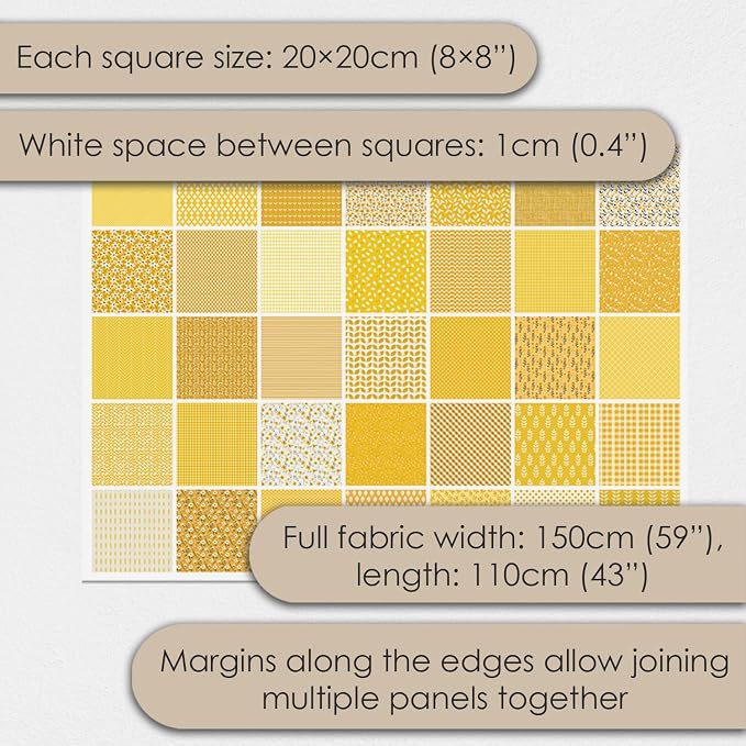 Cotton Satin Patchwork Fabric Panel – 35 Designs, 20×20 cm Squares, Single - Image 5
