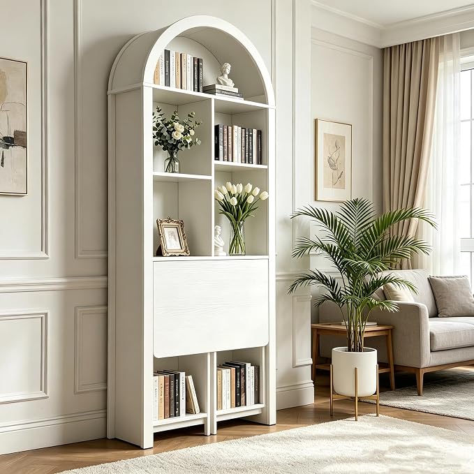 FNK Folding Arched Bookshelf Narrow Bookcase - Image 3