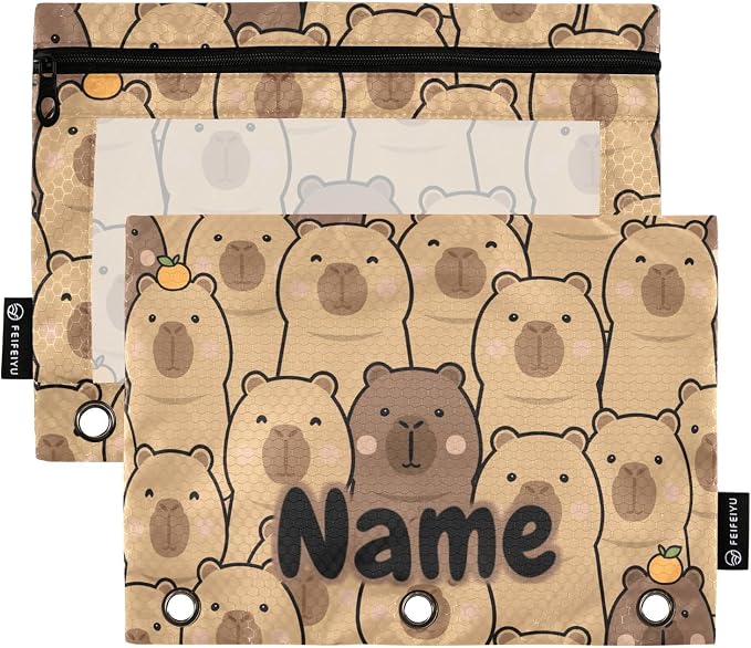 Custom Cute Capybara Orange Pencil Pouch by BOENLE-WELCOMEYOURCOMING