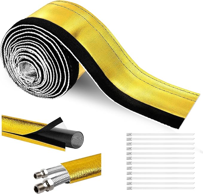 Wire Heat Shield Wrap for Car Hose Lines, 1-1/2" I.D. x 10FT, by Amerbro