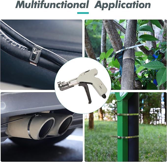 Metal Zip Ties Cutter Stainless Steel Cable Tie Gun can adjust tightness One hand type for Self-Locking Stainless Steel Cable Ties Heavy Duty Tensioning Cutting Tool