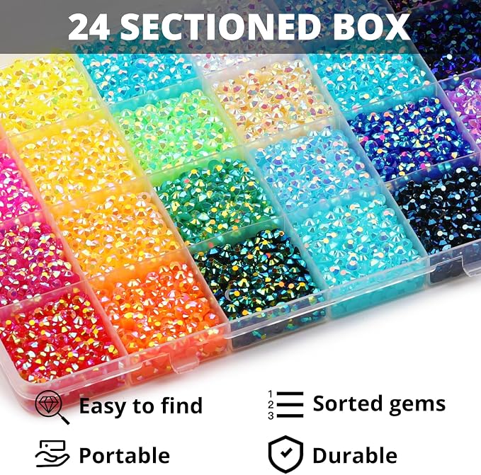 17000Pcs 4mm Rainbow Jelly Colorful Rhinestones Gems Bedazzling Bedazze Kit - Image 3