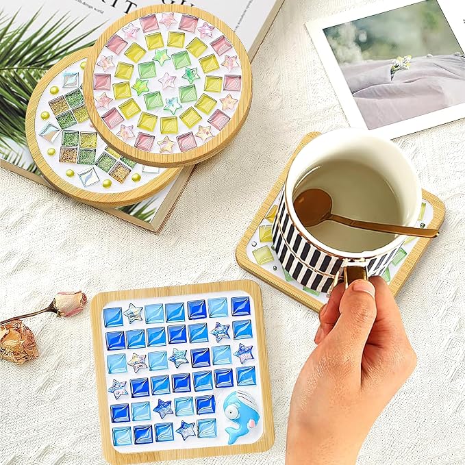 UXORSN 4 Sets DIY Mosaic Tiles for Crafts Mixed Color Mosaic Pieces - Image 2