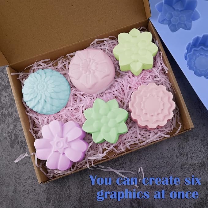 Sakolla 2 Pack Silicone Soap Molds, 6 Cavities Different Flower Shapes Silicone - Image 5