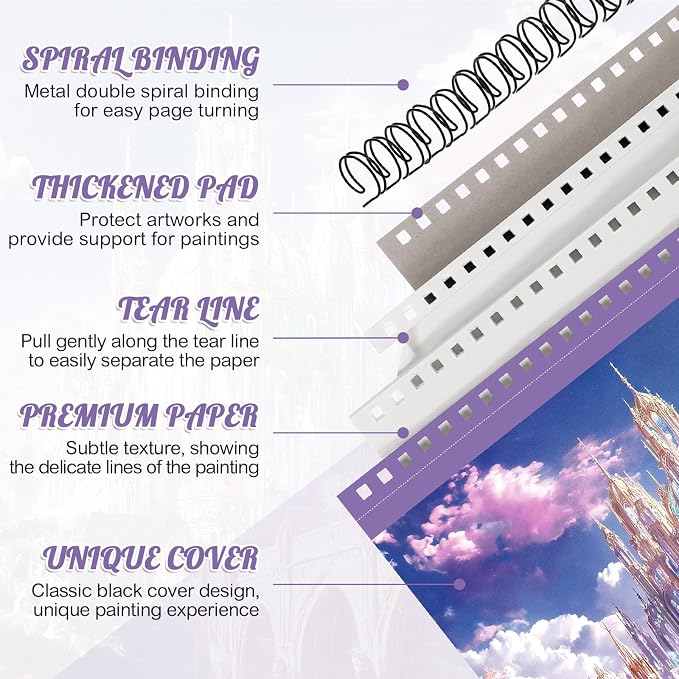 Prudiut Sketch Book 4 Pack 8.5x11 Inch Violet Spiral Bound Sketch Pad - Image 2
