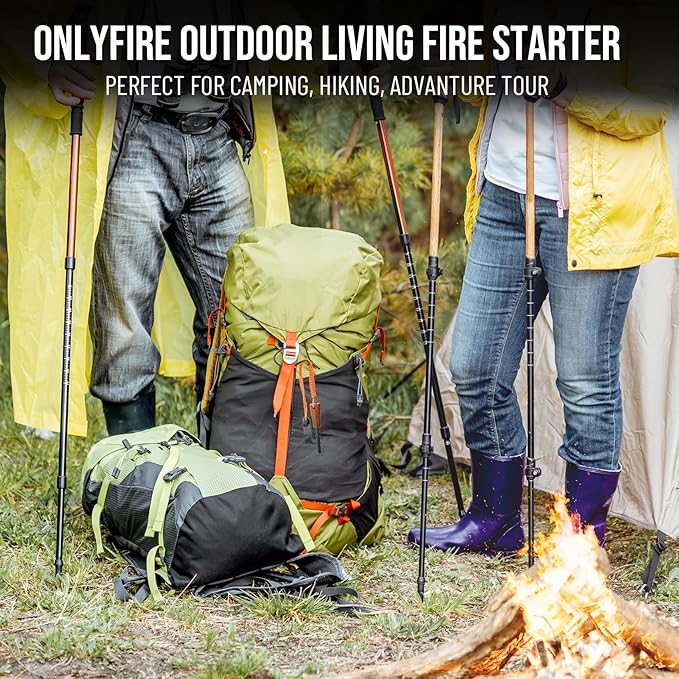 Fire Starter Survival Tool, Ferro Rod Kit with Tinder Wick, Pouch, Waterproof Flint and Steel Fire Starter for Camping, Hiking and Backpacking Gear