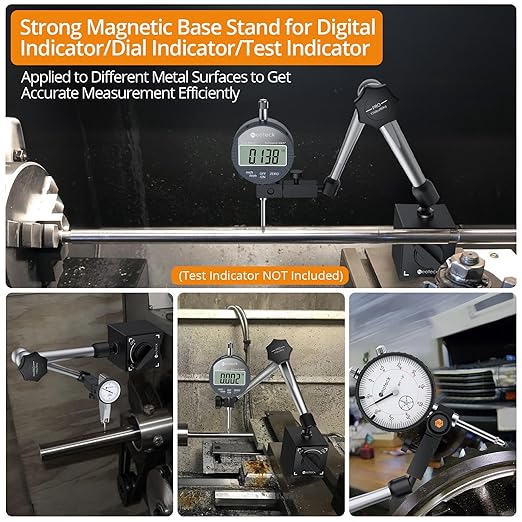 Neoteck Magnetic Base Stand for Digital Dial Indicator Gauge Pro-176lbs/80kg Tensile Force - Silver