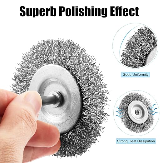 Wire Brush for Drill Set, 12Pcs Cup, Wheel & End Brush Kit with 1/4” Shank, Carbon Steel Drill Brush Attachments for Rust Removal, Stripping, and Abrasive