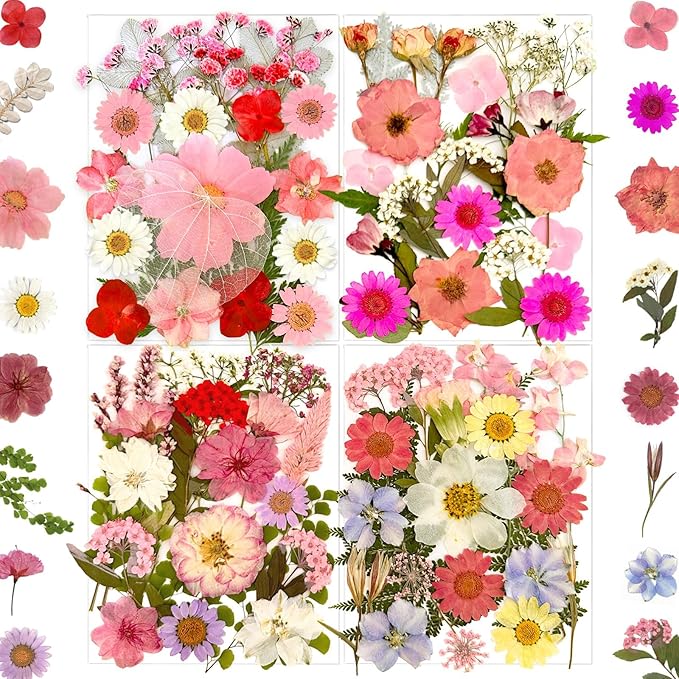 MIKIYA 90Pcs Pink Dried Pressed Flowers by MIKIYA