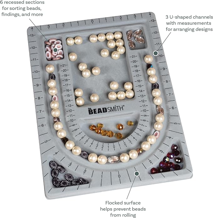 The Beadsmith Bead Board, 3 U-Shaped Channels, 6 Recessed Compartments - Image 4