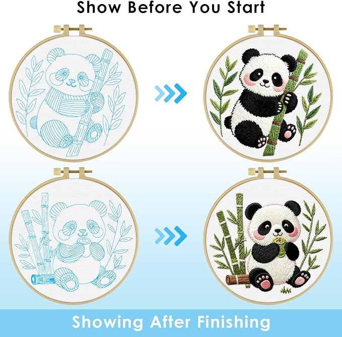 ERKOON Embroidery Kit for Beginners, 2 Set Flower Cross Stitch Set Include - Image 4