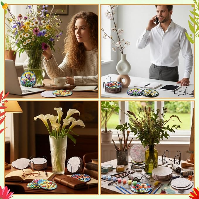 Reallnaive 8 Pcs Flower Paint by Numbers Kit - Image 5