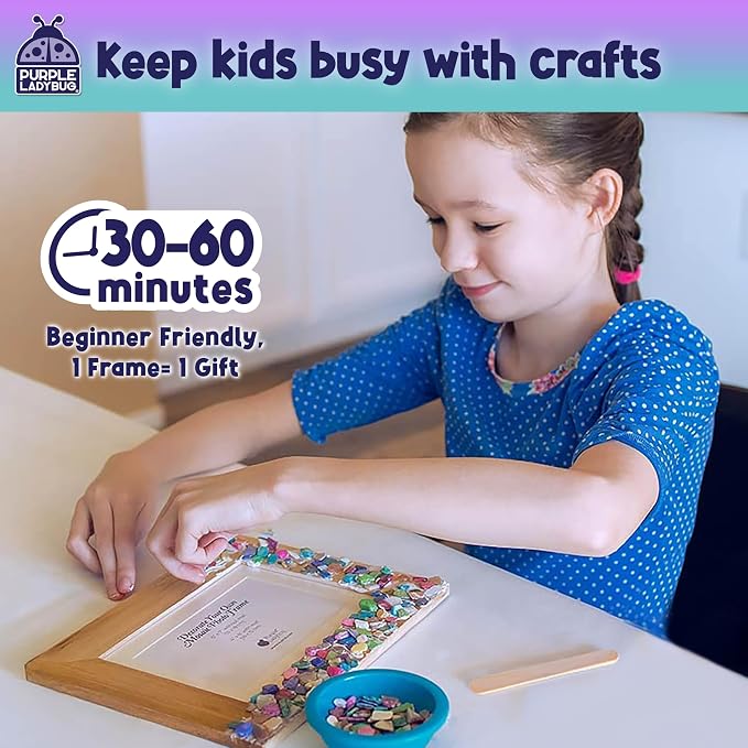 PURPLE LADYBUG DIY Mosaic Photo Frame Crafts - Image 6