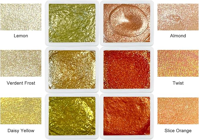 Set of 6 Handmade Mica Watercolors Paint-Metallic-Glitter-Shimmer Water Color - Image 3