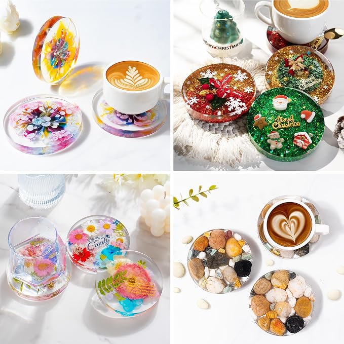 HeyClear Silicone Molds for Resin Coasters, 6-Cavity Round Epoxy Resin Molds - Image 2
