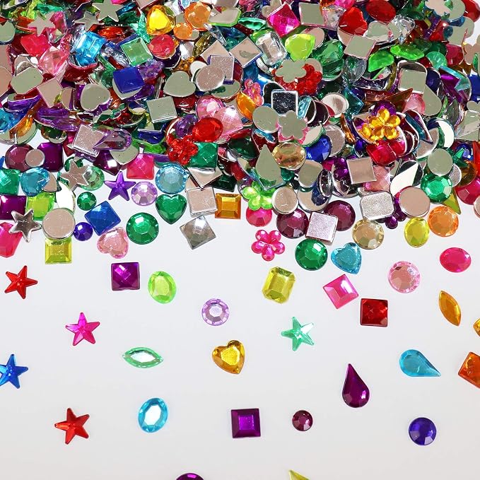 1200 Pcs Acrylic Flatback Rhinestones, 12 Different Shape Gems - Image 3