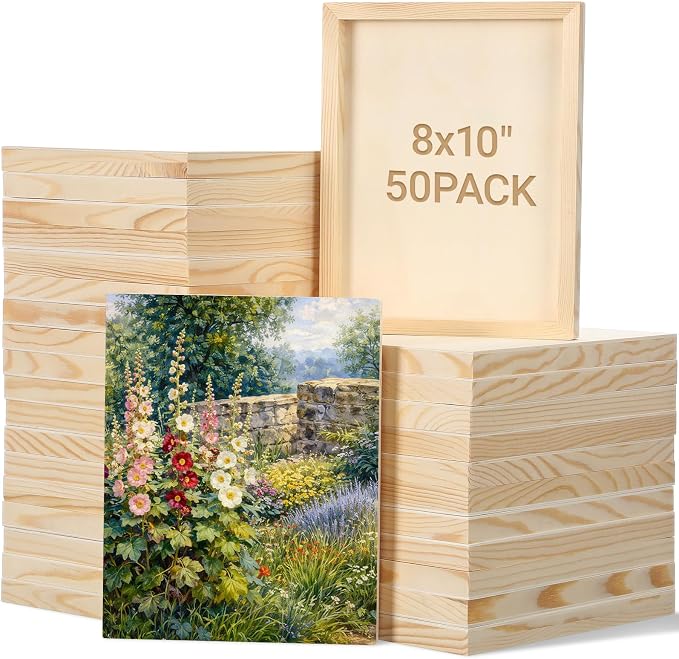 Novabright 50 Pack 8" x 10" Unfinished Wood Panels by Unknown