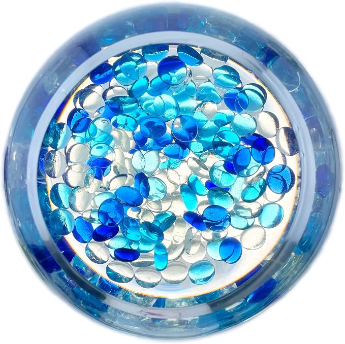 CYS EXCEL Blue Mix Glass Gemstone Beads Vase Fillers Flat Marble Beads Multiple - Image 5