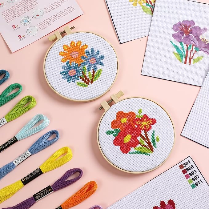 ZOIIWA 6PCS Summer Themed Flower Cross Sewing Kits - Image 5