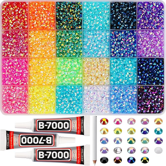 17000Pcs Resin Rhinestones for Bedazzling Crafting, 4mm Jelly Multicolor by Worthofbest