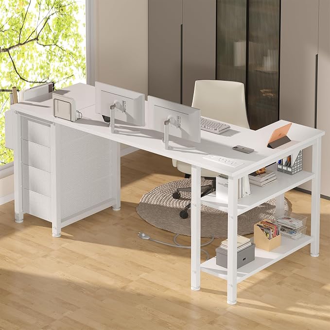 Lufeiya White L Shaped Desk - Image 5