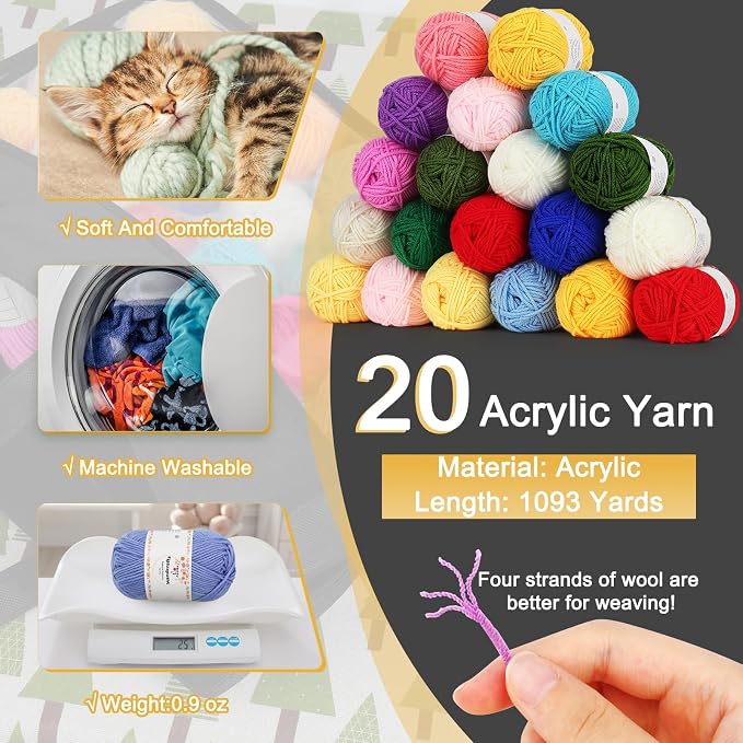 Aeelike 20pcs Acrylic Yarn for Crocheting, Crotcheting Set for Beginners - Image 2