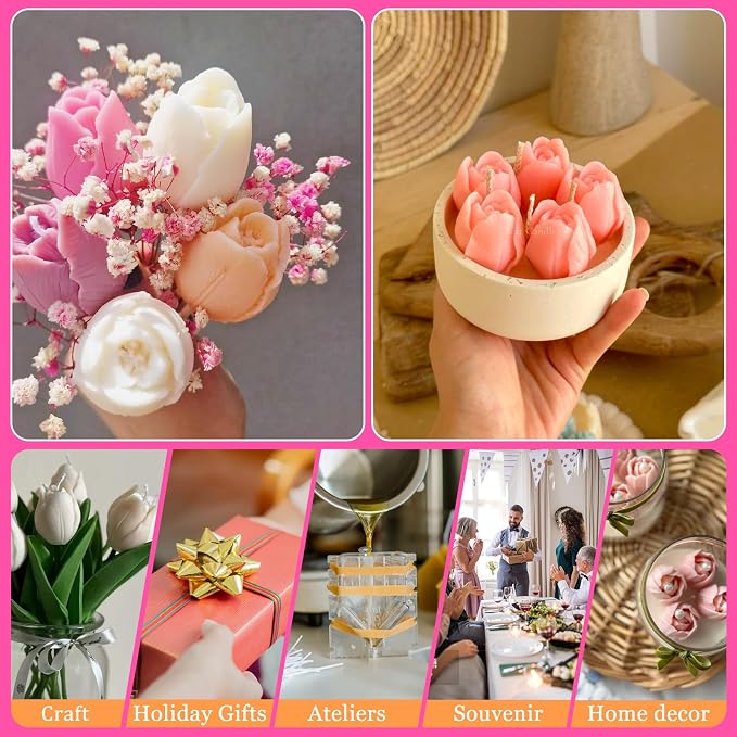 3 PCS 3D Tulip Silicone Molds for Candle Resin Soap Making Crafts | 3D - Image 4