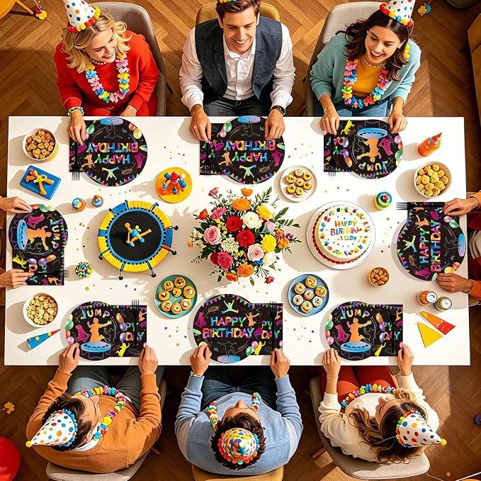96 Pcs Trampoline Jump Birthday Party Decoration Trampoline Bounce Plates and - Image 7