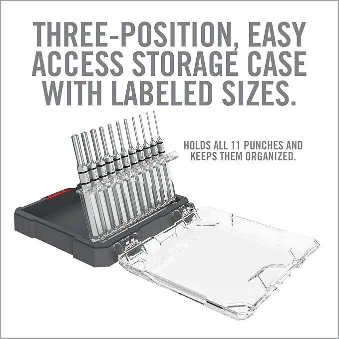 Real Avid 11-Piece Pin Punch Set - Portable All-in-One Punch Set with Storage Case - Choose Between Roll Pin, Standard or Brass and Steel Set