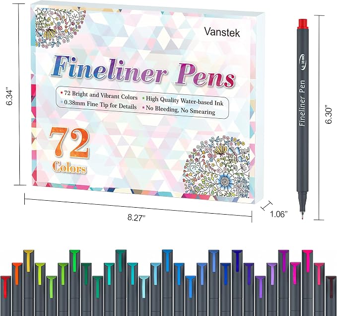 Vanstek 72 Colors Journal Planner Colored Pens, Fineliner Pens - Image 6