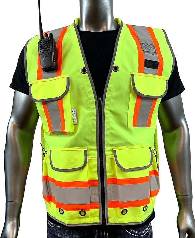 A Reflective Safety Vest For men Class 2 Heavy Woven Two Tone Engineer Hi Viz Safety Vest 3M Tape