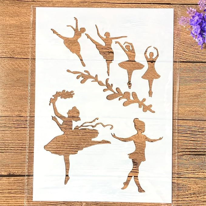 TIAMECH A4 Reusable Ballet Girls Stencil by TIAMECH