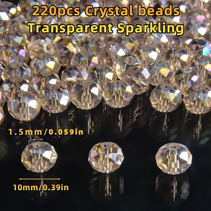 220Pcs 10mm Crystal Glass Beads - Image 3