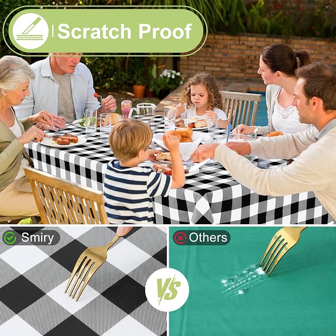 Smiry Square Table Cloth, Waterproof Vinyl Tablecloth - Image 5