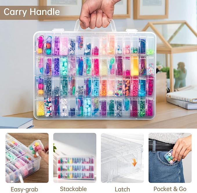 Bead Organizer Box, 60 Pack Small Clear Storage Boxes - Image 5