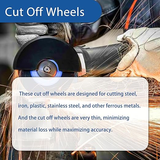 WFLNHB 100 Pack 4-1/2 Inch Cut Off Wheels for Metal and Stainless Steel Cutting Discs for Angle Grinders 4.5 x .040 x 7/8 Inch
