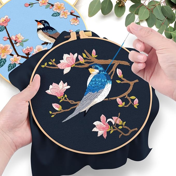 ERKOON Embroidery Kit for Beginners, 2 Set Floral Cross Stitch Set Include - Image 4