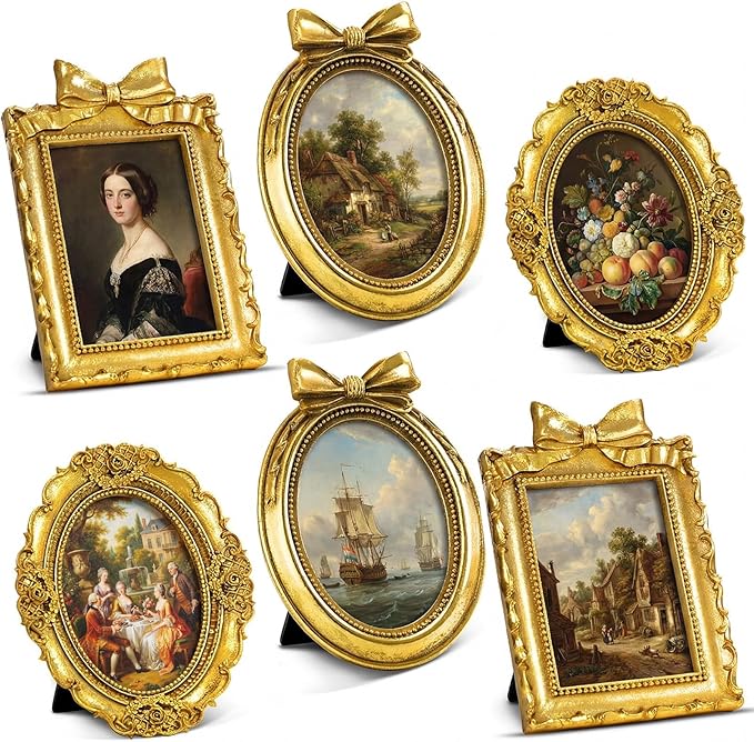 Vicenpal 6 Pcs Tiny Picture Ornate Frames 5 x 7 Inch Small Vintage Oval Picture by Vicenpal