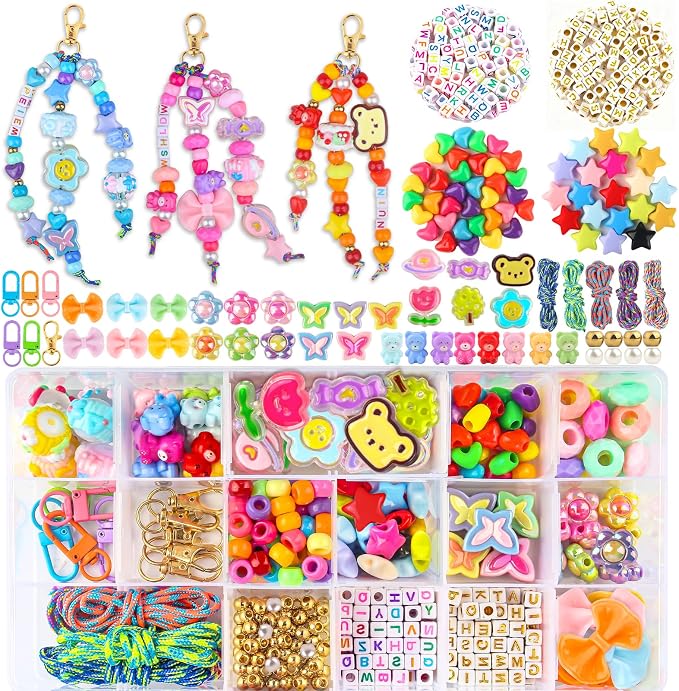 Ecoofor 487 PCS Beaded Keychain Making Kit, Acrylic Letter Beads by Ecoofor