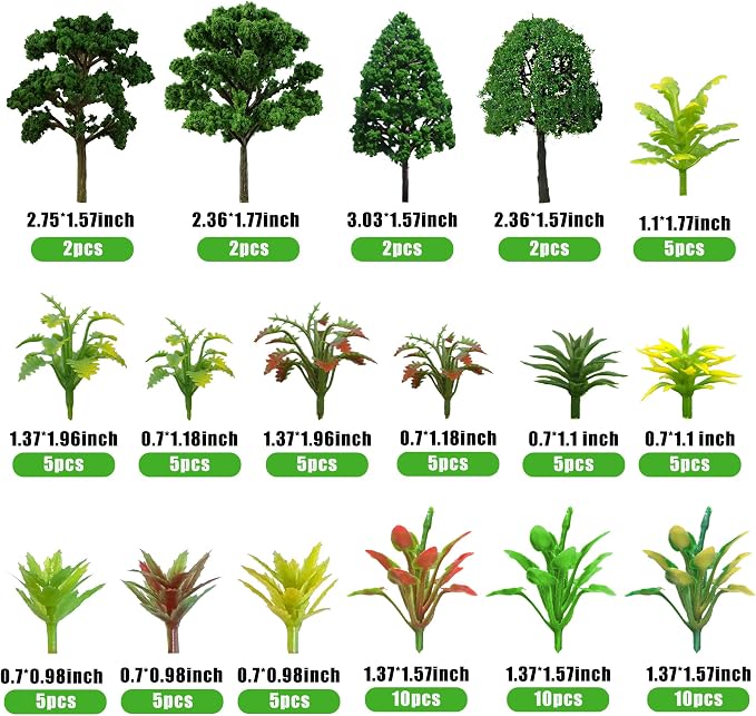 88pcs Model Trees Mixed Miniature Plants Model Train Scenery Architecture Trees - Image 2