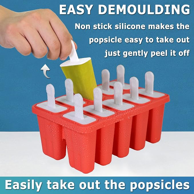 Silicone Popsicle Molds 10-cavity, DIY Ice Pop Mold - Image 3