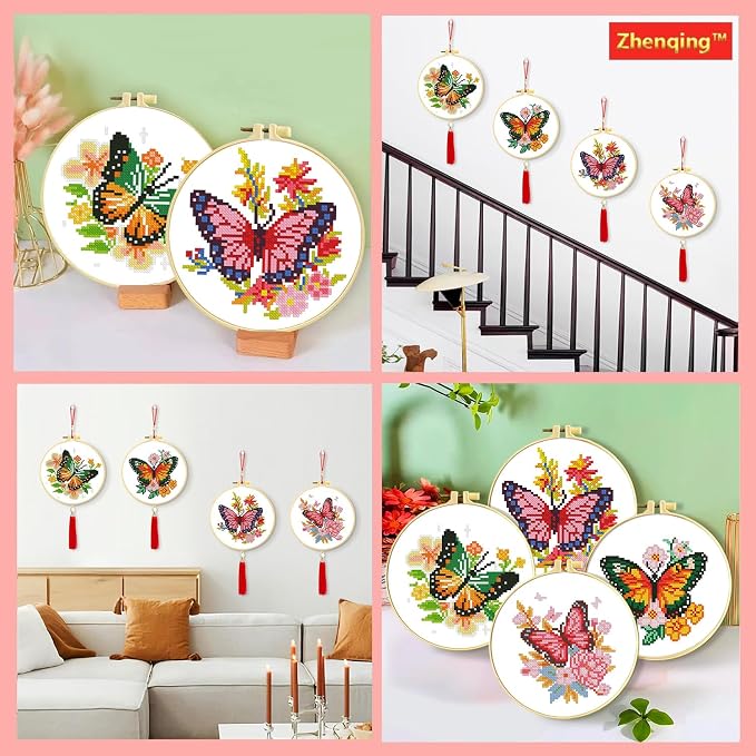 Zhenqing 4 Butterflies Cross Stitch Kit - Image 8
