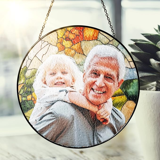 LOVELYPOD Personalized Grandma Stained Glass Sun Catcher, Photo Family Portrait - Image 4